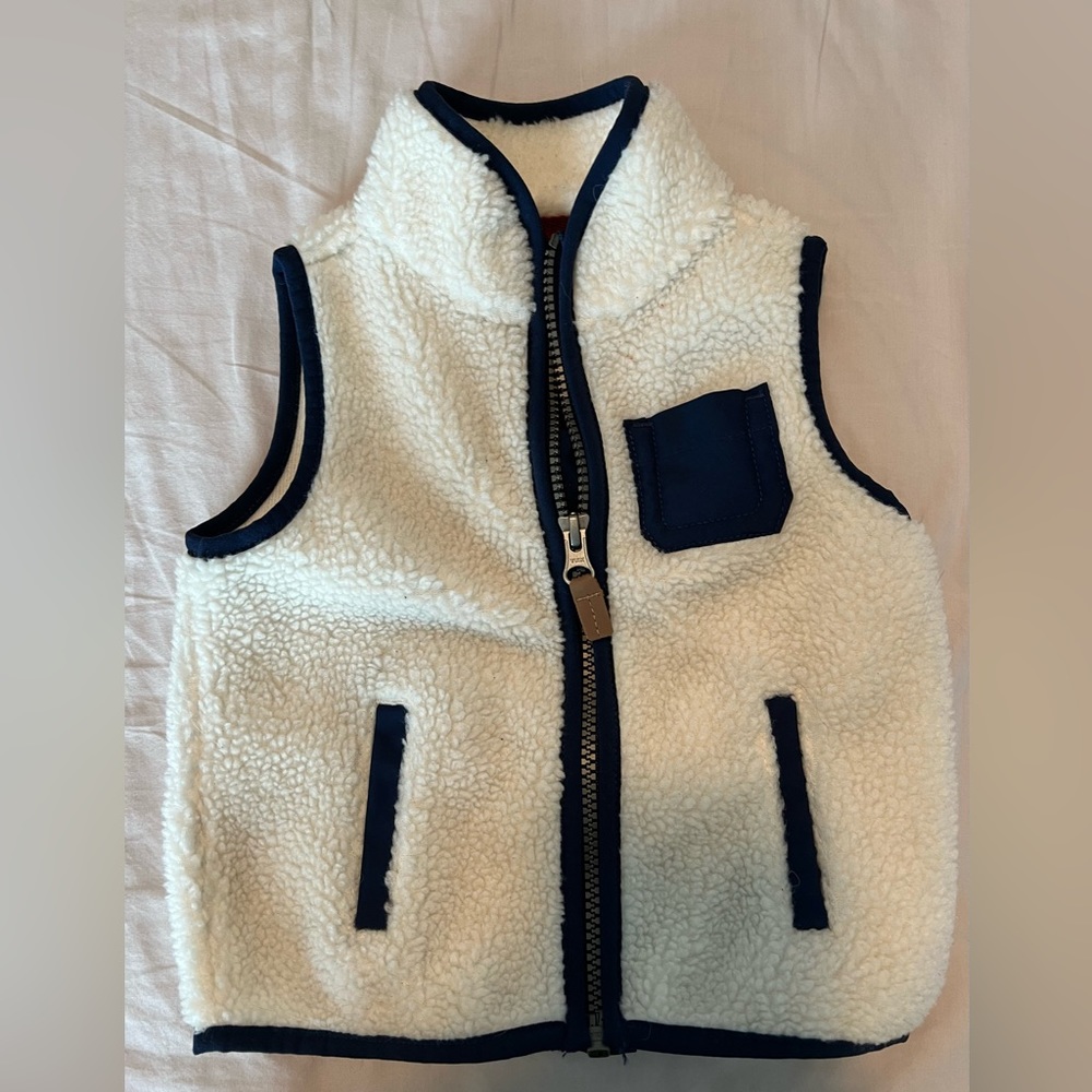 White & navy vest. Size 12 months, new